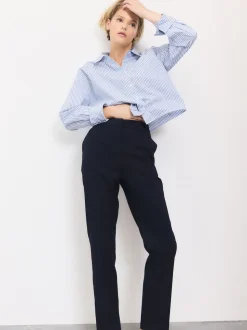 Bleu marine - Pantalons slim habillés en laine