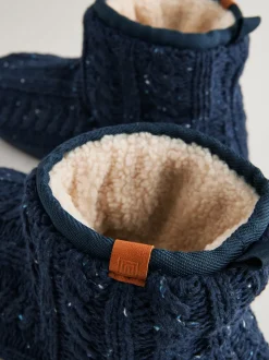 Bleu marine - Pantoufles bottines en maille