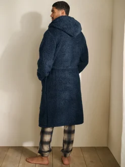 Bleu marine - Peignoir imitation peau de mouton