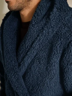 Bleu marine - Peignoir imitation peau de mouton