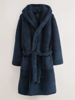 Bleu marine - Peignoir imitation peau de mouton