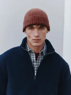 Bleu marine - Polaire en peau de mouton à col zippé