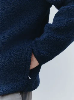 Bleu marine - Polaire en peau de mouton à col zippé