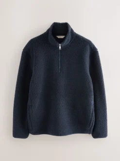 Bleu marine - Polaire en peau de mouton à col zippé