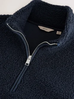 Bleu marine - Polaire en peau de mouton à col zippé