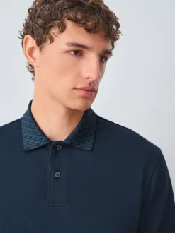 Bleu marine - Polo à col intelligent Manches courtes