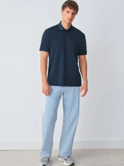 Bleu marine - Polo à col intelligent Manches courtes