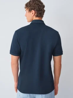 Bleu marine - Polo à col intelligent Manches courtes