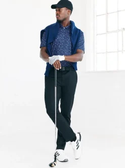 Bleu marine - Polo de golf à imprimé géométrique actif