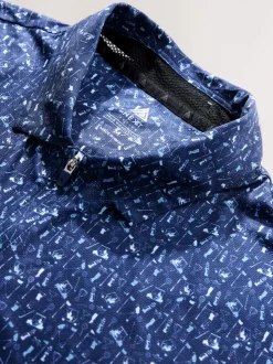 Bleu marine - Polo de golf à imprimé géométrique actif