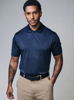 Bleu marine - Polos de golf Active Jacquard