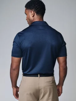 Bleu marine - Polos de golf Active Jacquard