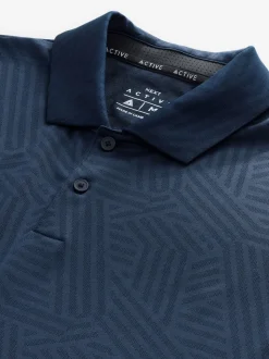 Bleu marine - Polos de golf Active Jacquard