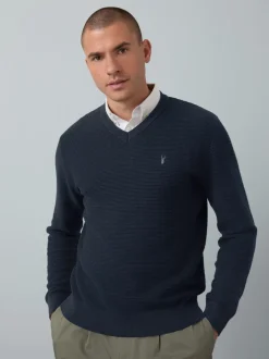 Bleu marine - Pull Oxford texturé coupe classique