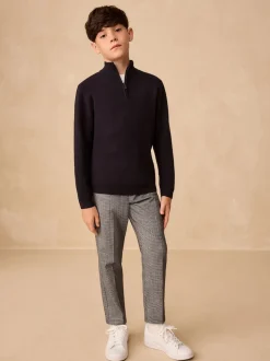 Bleu marine - Pull quart de zip (3-16ans)