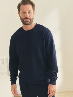 Bleu marine - Pyjama doux Gaufré Manches longues