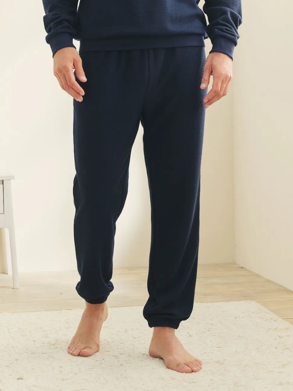 Bleu marine - Pyjama doux Gaufré Manches longues