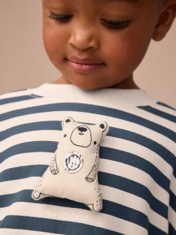 Bleu marine à rayures - Robe sweat à jupe en maille (3mois7ans)