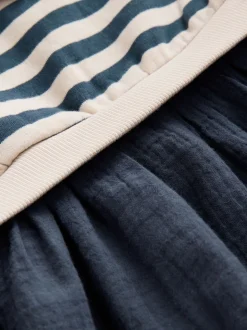 Bleu marine à rayures - Robe sweat à jupe en maille (3mois7ans)
