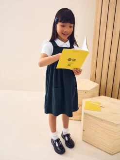 Bleu marine - Robe d'école à chasuble extensible en jersey (3-14ans)