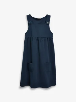 Bleu marine - Robe d'école à chasuble extensible en jersey (3-14ans)