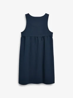 Bleu marine - Robe d'école à chasuble extensible en jersey (3-14ans)