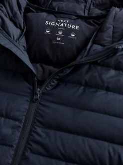 Bleu marine - Résistant à la douche Lightweight Hooded Puffer Coat Veste