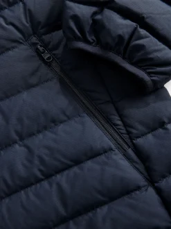 Bleu marine - Résistant à la douche Lightweight Hooded Puffer Coat Veste