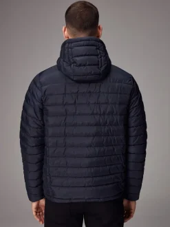 Bleu marine - Résistant à la douche Lightweight Hooded Puffer Coat Veste