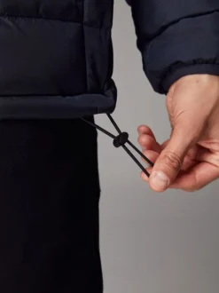 Bleu marine - Résistant à la douche Lightweight Hooded Puffer Coat Veste