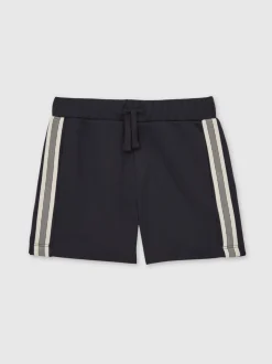 Bleu marine - Short Reiss Terry texturé à bandes latérales