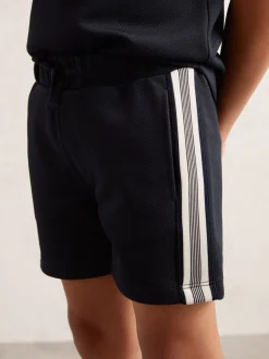 Bleu marine - Short Reiss Terry texturé à bandes latérales