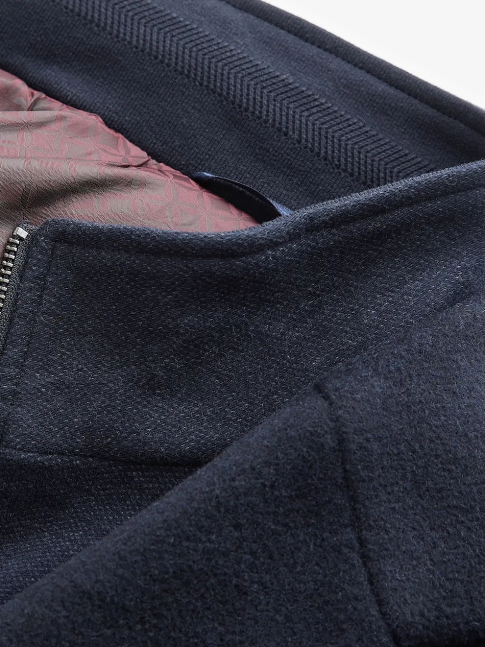 Bleu marine - Signature Manteau en laine richement rembourré en tissu italien doux au toucher Col cheminée Coat