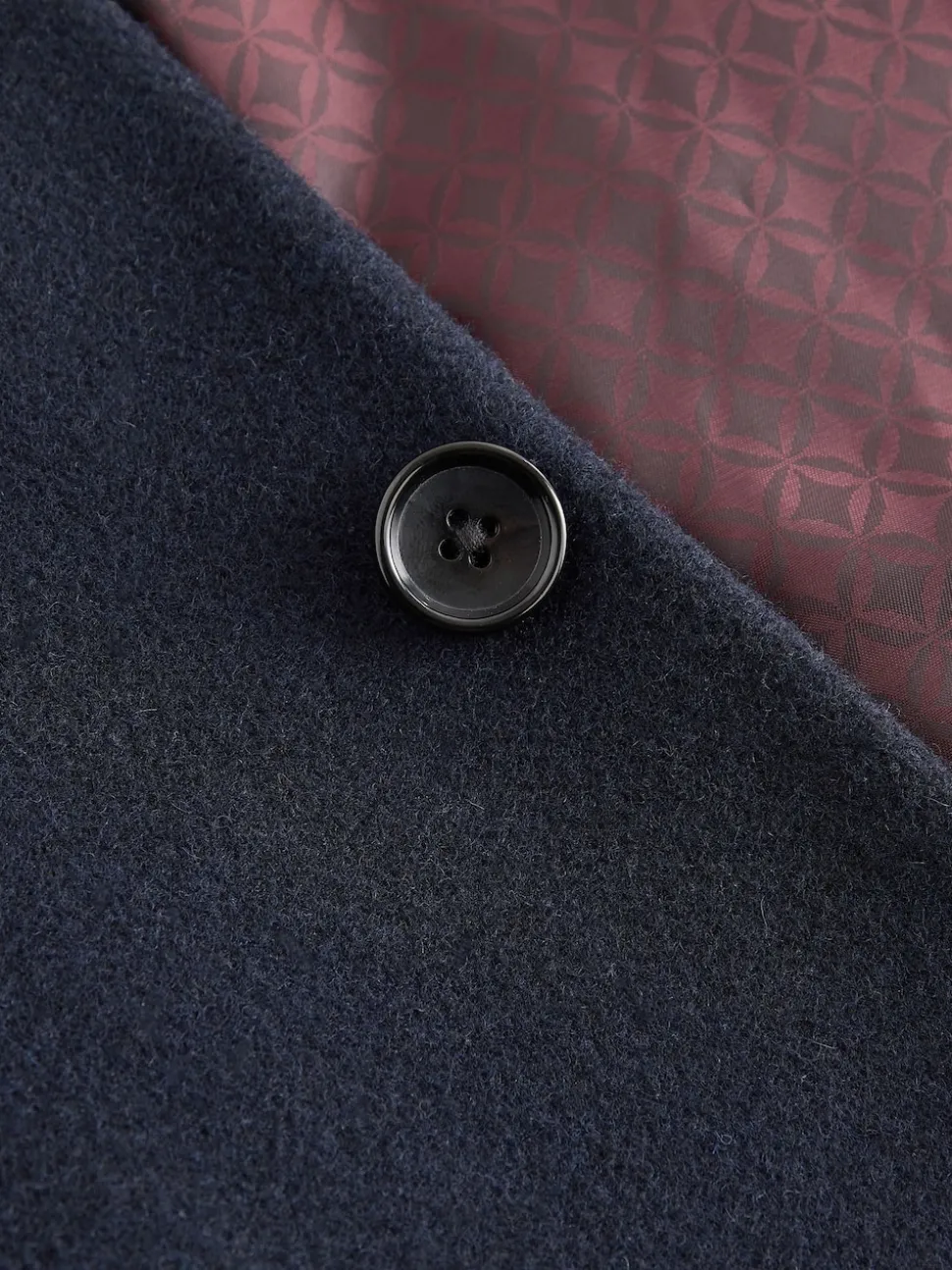 Bleu marine - Signature Manteau en laine richement rembourré en tissu italien doux au toucher Col cheminée Coat