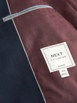 Bleu marine - Slim Fit (Slim Fit) - Veste de costume texturée