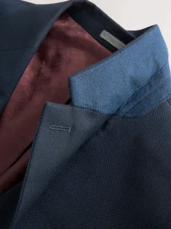 Bleu marine - Slim Fit (Slim Fit) - Veste de costume texturée