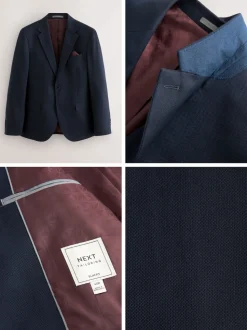 Bleu marine - Slim Fit (Slim Fit) - Veste de costume texturée