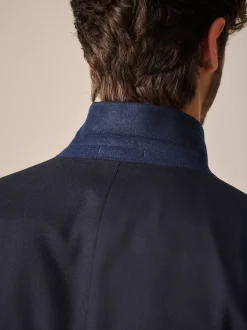 Bleu marine - Slim Fit (Slim Fit) - Veste de costume texturée