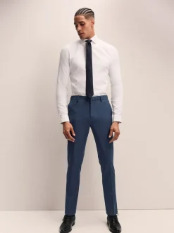 Bleu marine - Slim Fit (Slim Fit) - Pantalons extensibles à taille élastiquée Motionflex