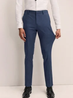 Bleu marine - Slim Fit (Slim Fit) - Pantalons extensibles à taille élastiquée Motionflex