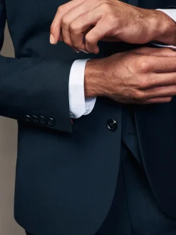 Bleu marine - Slim Fit (Slim Fit) - Veste de costume à deux boutons