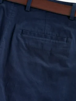 Bleu marine - Slim Fit (Slim Fit) - Pantalons chino à ceinture doux au toucher