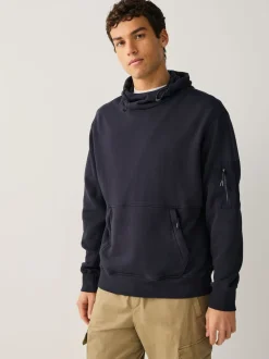 Bleu marine - Sweat à enfiler à capuche