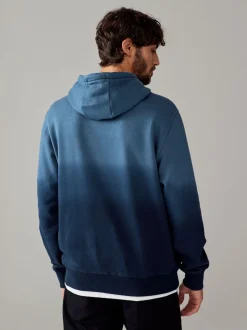 Bleu marine - Sweat-shirt à capuche en jersey riche en coton Dip Dye