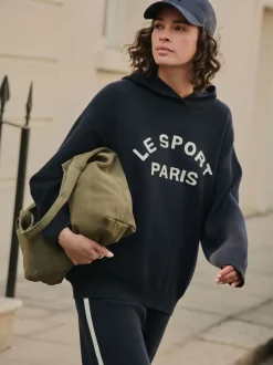 Bleu marine - Sweat-shirt à capuche compact et confortable à Manches longues