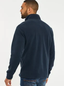 Bleu marine - Sweat-shirt en polaire matelassée Threadbare quart de zip