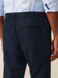 Bleu marine - Taille élastiquée Vêtement de survêtement élégant sur le devant uni