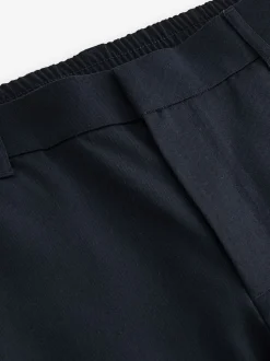 Bleu marine - Taille élastiquée Vêtement de survêtement élégant sur le devant uni