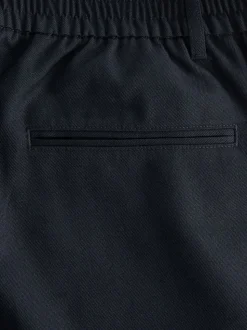 Bleu marine - Taille élastiquée Vêtement de survêtement élégant sur le devant uni