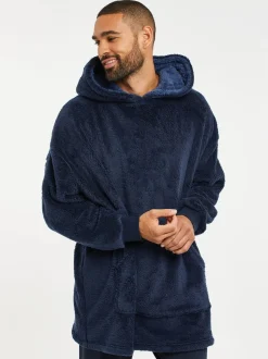 Bleu marine - Threadbare Borg Oversized Loungewear Sweat-shirt à capuche